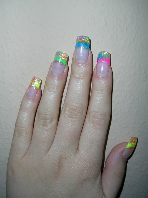  Neon-Glitzer Acrylnägel - bitte Kritik in Anfänger Nageldesign