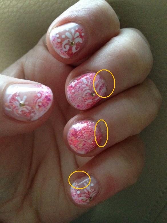 Draufsicht Metti Gelnagel dritter Versuch in Anfänger Nageldesign