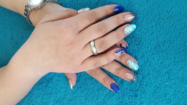 Cover Powder, clear u. White Powder, Farbacryle Glitter Blue und carneval in  Acrylnägel selber machen ohne Schulung in Anfänger Nageldesign