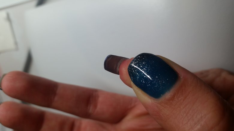 blöde Schablone :( ^^ 1  Nagelmodellage mit French in metallic - blau in Anfänger Nageldesign