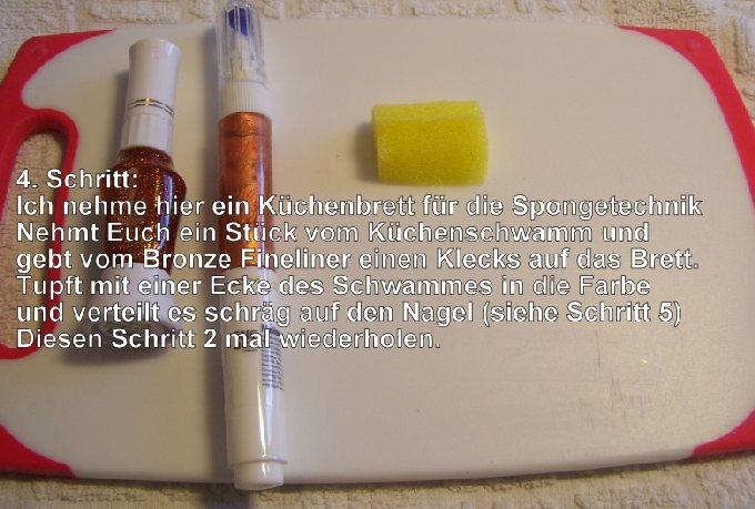 4. Spongematerial Step by Step Tiger Anleitung in Nageldesign