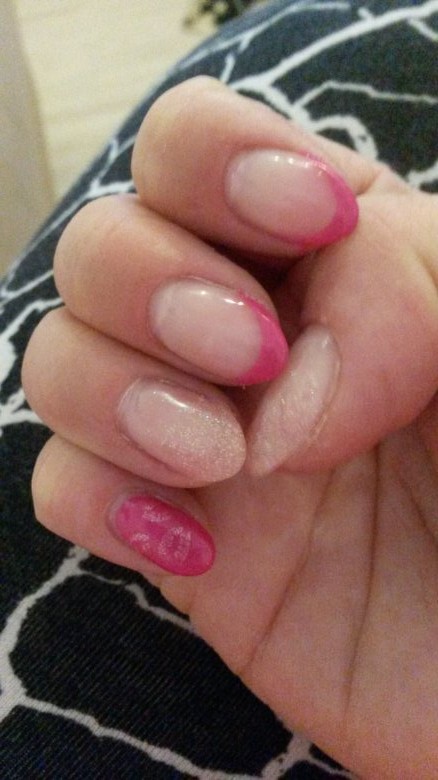 Noch mal komplett 3  Modelage - Pink French & Glitzer in Anfänger Nageldesign