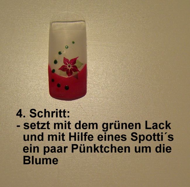 Pünktchen Stamping Anleitung für Weihnachtsstern mit Bild in Nageldesign