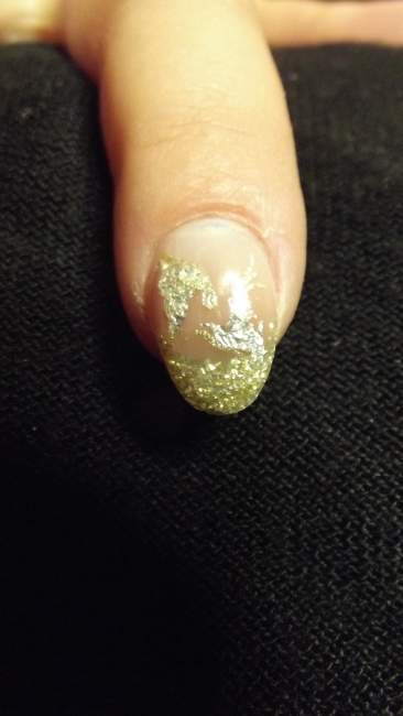 Glitzersmile mit Blattgold und silber Studionailart in Nailart Schulung