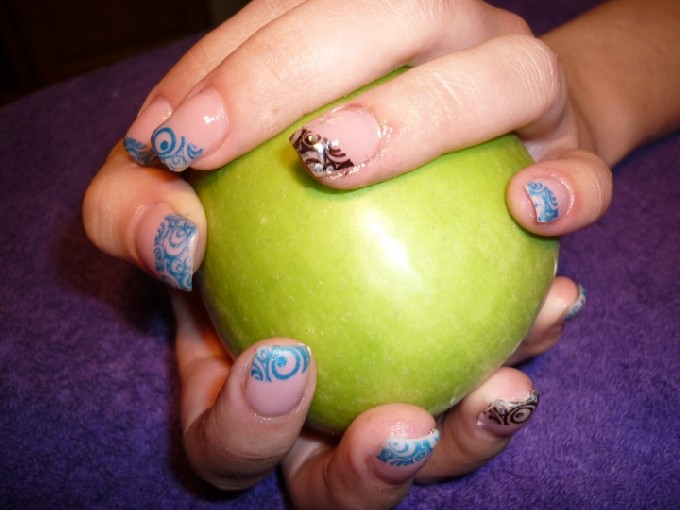 Gesamt Apfel Aufüllen mit MAKE UP Stamping French in Anfänger Nageldesign