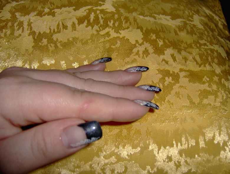 Seite Gel Refill Schwarz mit Stamping in Anfänger Nageldesign