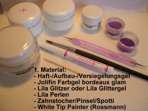 1. Material Step by Step Bordeaux Glam Glitzer in Nageldesign