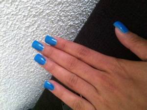 Draufsicht 2 Gel Fullcover Aqua bei mir selbst (Schabbis) in Anfänger Nageldesign