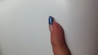 Seitenansicht 1  Nagelmodellage mit French in metallic - blau in Anfänger Nageldesign