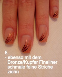8. Kupfer Striche auf den Nägeln Step by Step Herbstdesign in Nageldesign