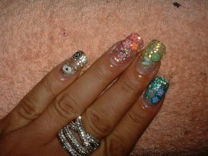 acrylis Acrylis & FIMO's mit farbenfrohem Glittergel:) in Nageldesign