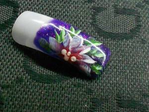 Blume mit Blätter Erstes one stroke in Nageldesign