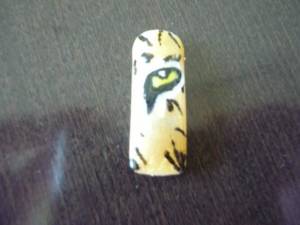 Hier mal das Auge eines Tigers im Nagellackdesign Blumen auf Netz - Anleitung für künstliche Nägel in Nageldesign