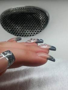 aufbau: zu viel? Neu-Modellage, Grau mit Silber Gliitzer in Anfänger Nageldesign