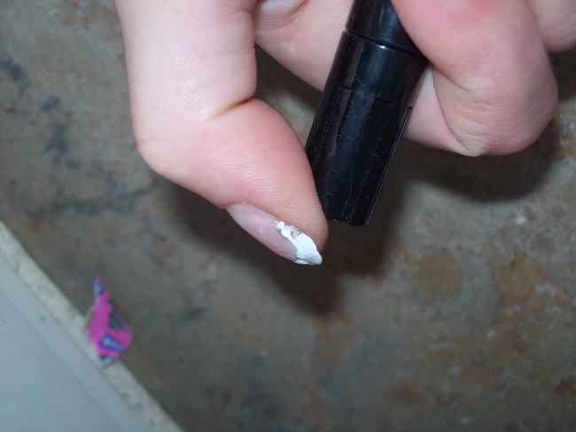 Aufbau Vorher Notreparatur eines Daumens ;) in Anfänger Nageldesign